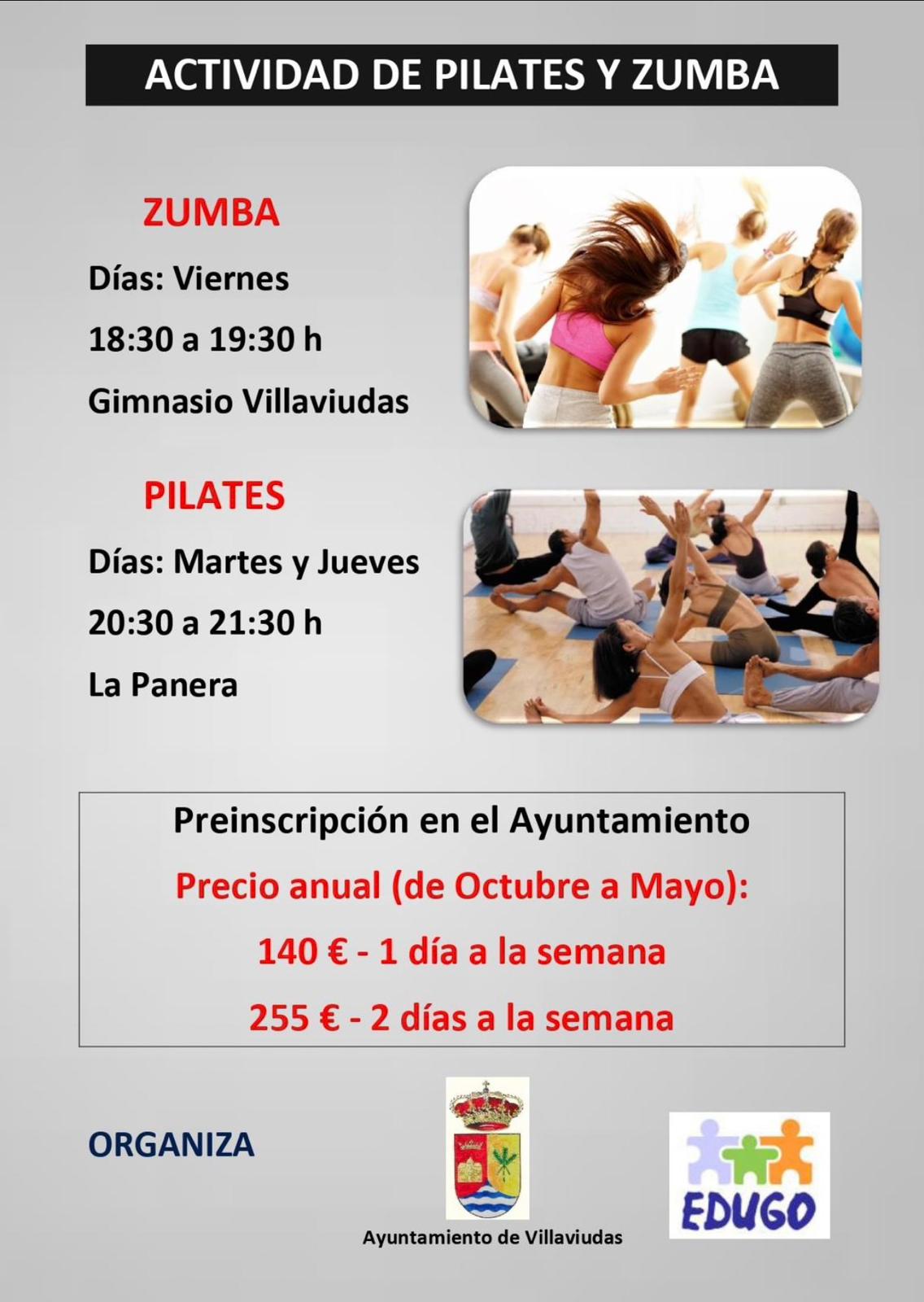 Actividad de Pilates y Zumba