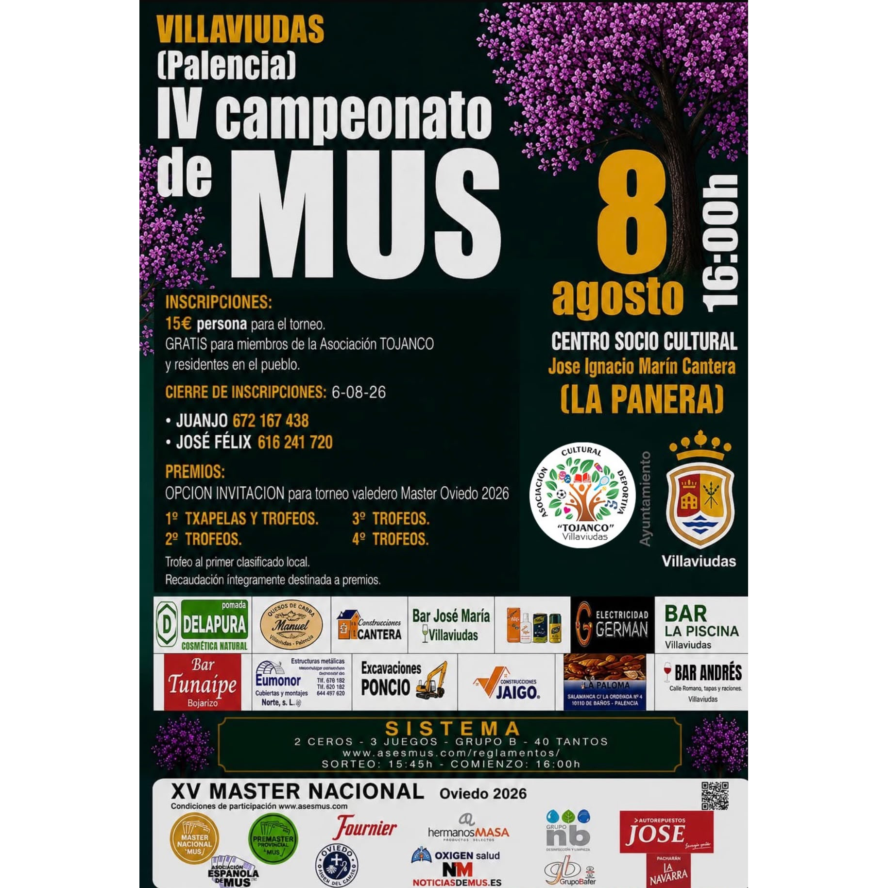 Villaviudas acoge el IV Campeonato de Mus el próximo 8 de agosto